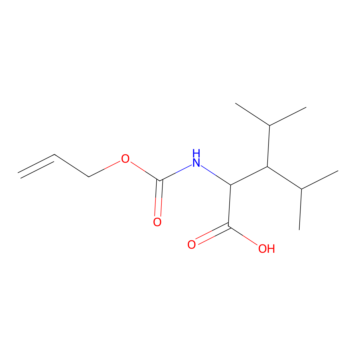 4-Methyl-2-{[(prop-2-en-1-yloxy)carbonyl]amino}-3-(propan-2-yl)pentanoic acid molecular structure, CAS 2680614-15-5