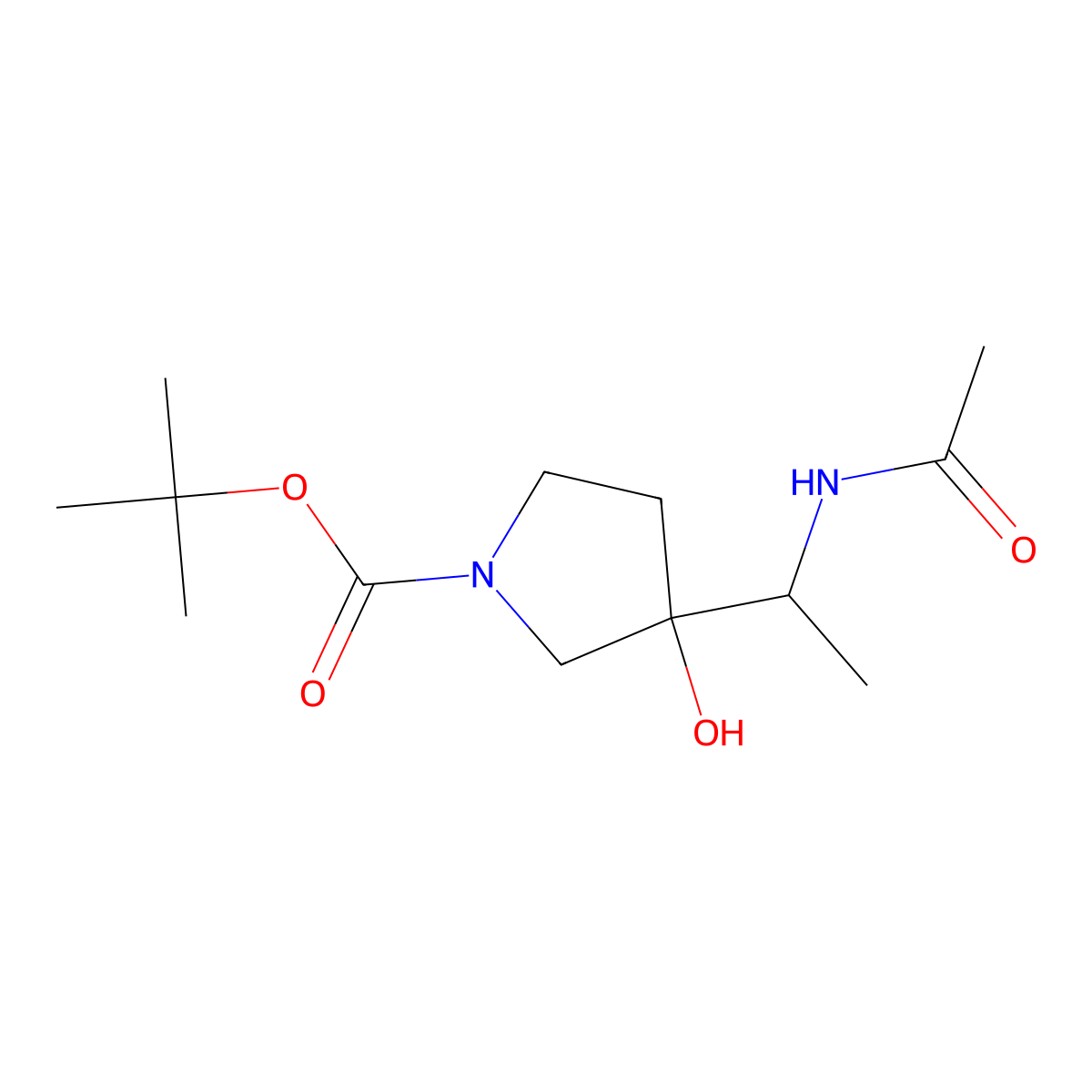 Tert-butyl 3-(1-acetamidoethyl)-3-hydroxypyrrolidine-1-carboxylate molecular structure, CAS 2680614-16-6