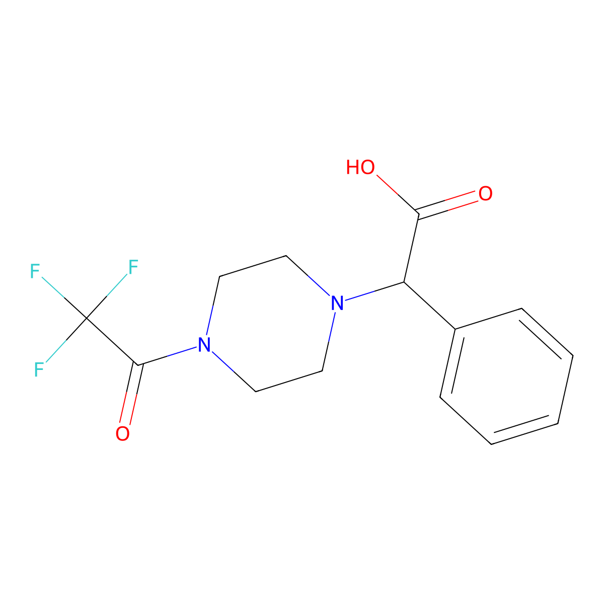 2-Phenyl-2-[4-(2,2,2-trifluoroacetyl)piperazin-1-yl]acetic acid molecular structure, CAS 2680614-27-9