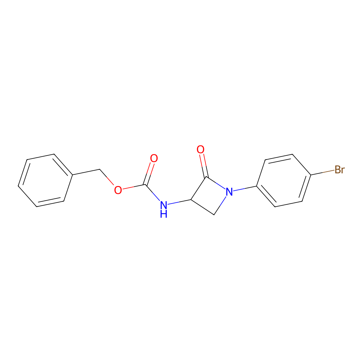 benzyl N-[1-(4-bromophenyl)-2-oxoazetidin-3-yl]carbamate molecular structure, CAS 2680614-30-4
