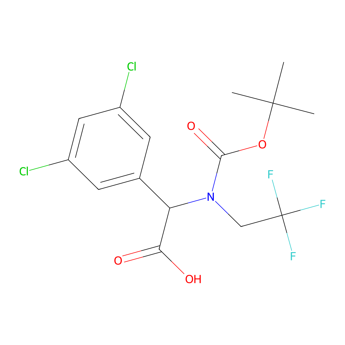 2-{[(Tert-butoxy)carbonyl](2,2,2-trifluoroethyl)amino}-2-(3,5-dichlorophenyl)acetic acid molecular structure, CAS 2680614-33-7