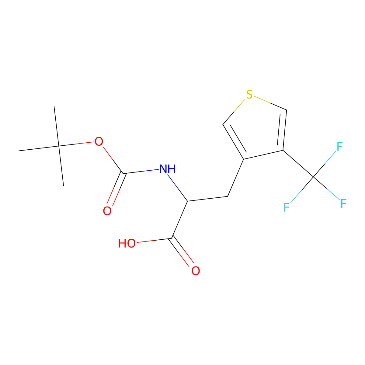 2-{[(Tert-butoxy)carbonyl]amino}-3-[4-(trifluoromethyl)thiophen-3-yl]propanoic acid molecular structure, CAS 2680614-37-1