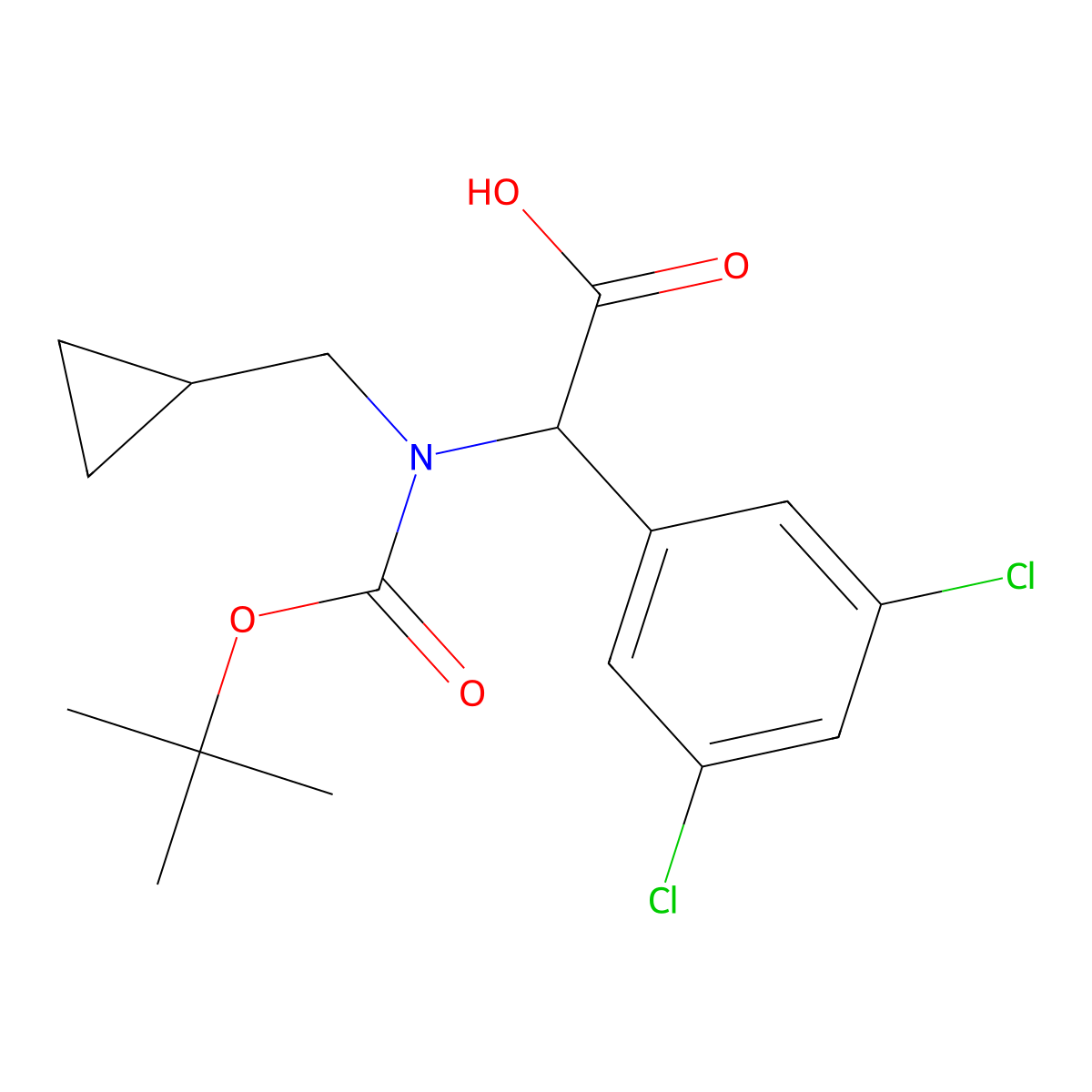 2-{[(Tert-butoxy)carbonyl](cyclopropylmethyl)amino}-2-(3,5-dichlorophenyl)acetic acid molecular structure, CAS 2680614-41-7