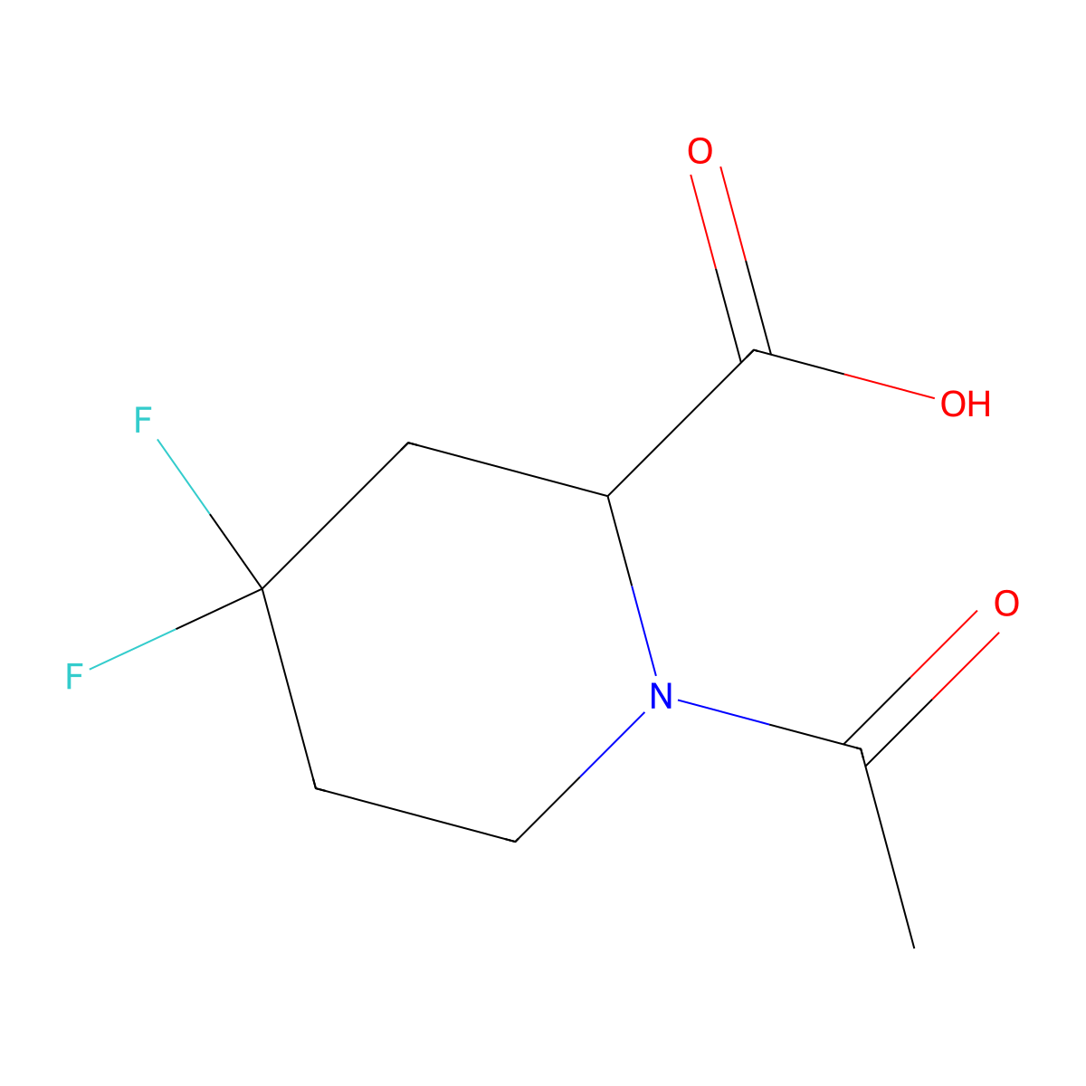1-Acetyl-4,4-difluoropiperidine-2-carboxylic acid molecular structure, CAS 2680614-44-0