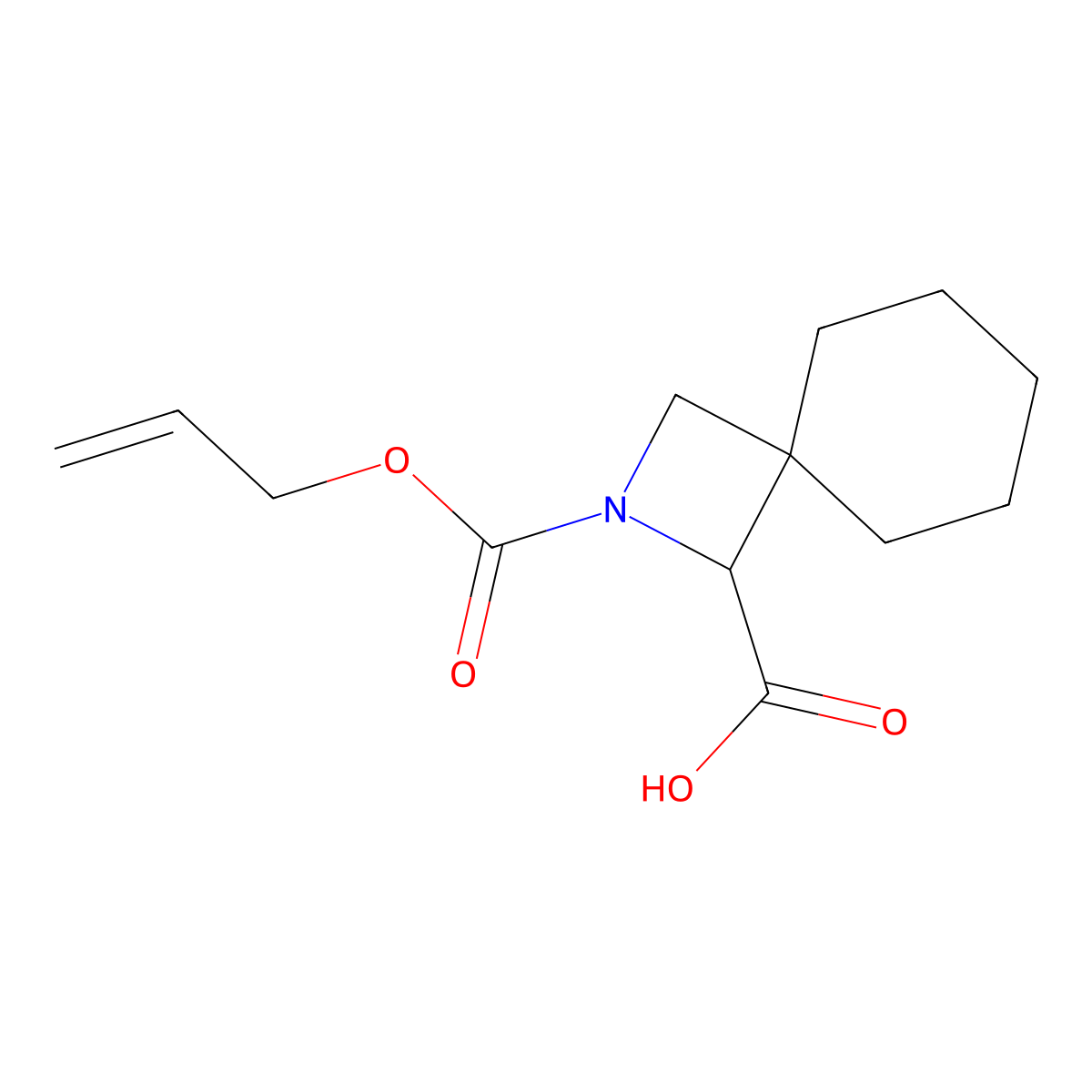 2-[(Prop-2-en-1-yloxy)carbonyl]-2-azaspiro[3.5]nonane-1-carboxylic acid molecular structure, CAS 2680614-45-1