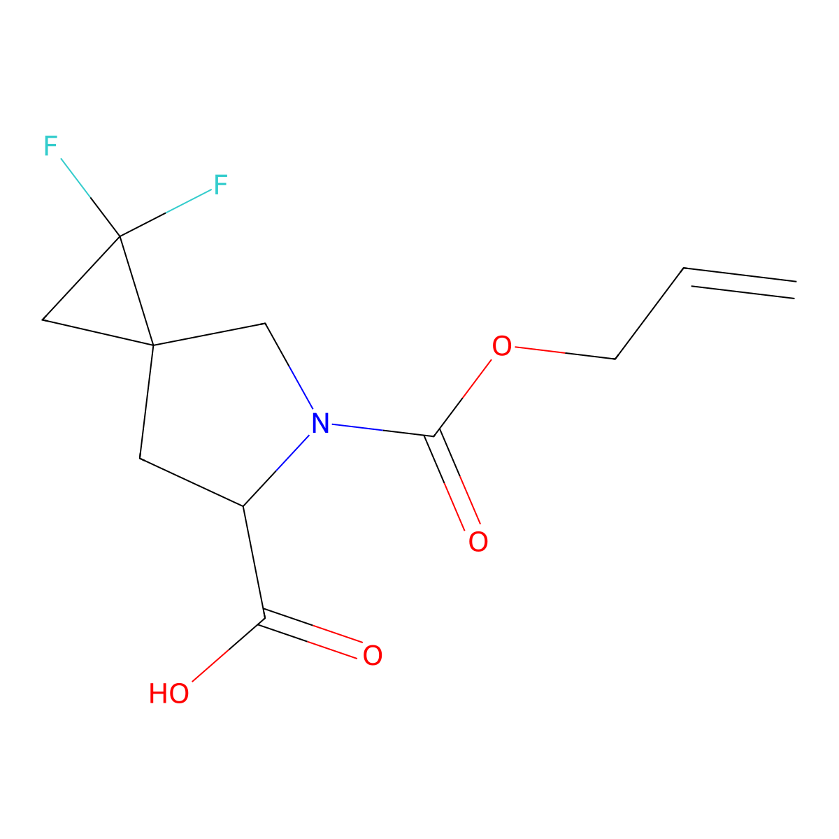 1,1-Difluoro-5-[(prop-2-en-1-yloxy)carbonyl]-5-azaspiro[2.4]heptane-6-carboxylic acid molecular structure, CAS 2680614-51-9