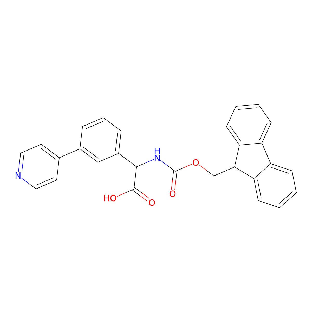 2-({[(9H-fluoren-9-yl)methoxy]carbonyl}amino)-2-[3-(pyridin-4-yl)phenyl]acetic acid molecular structure, CAS 2680614-56-4