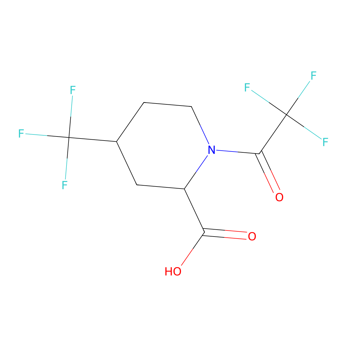 1-(Trifluoroacetyl)-4-(trifluoromethyl)piperidine-2-carboxylic acid molecular structure, CAS 2680614-59-7