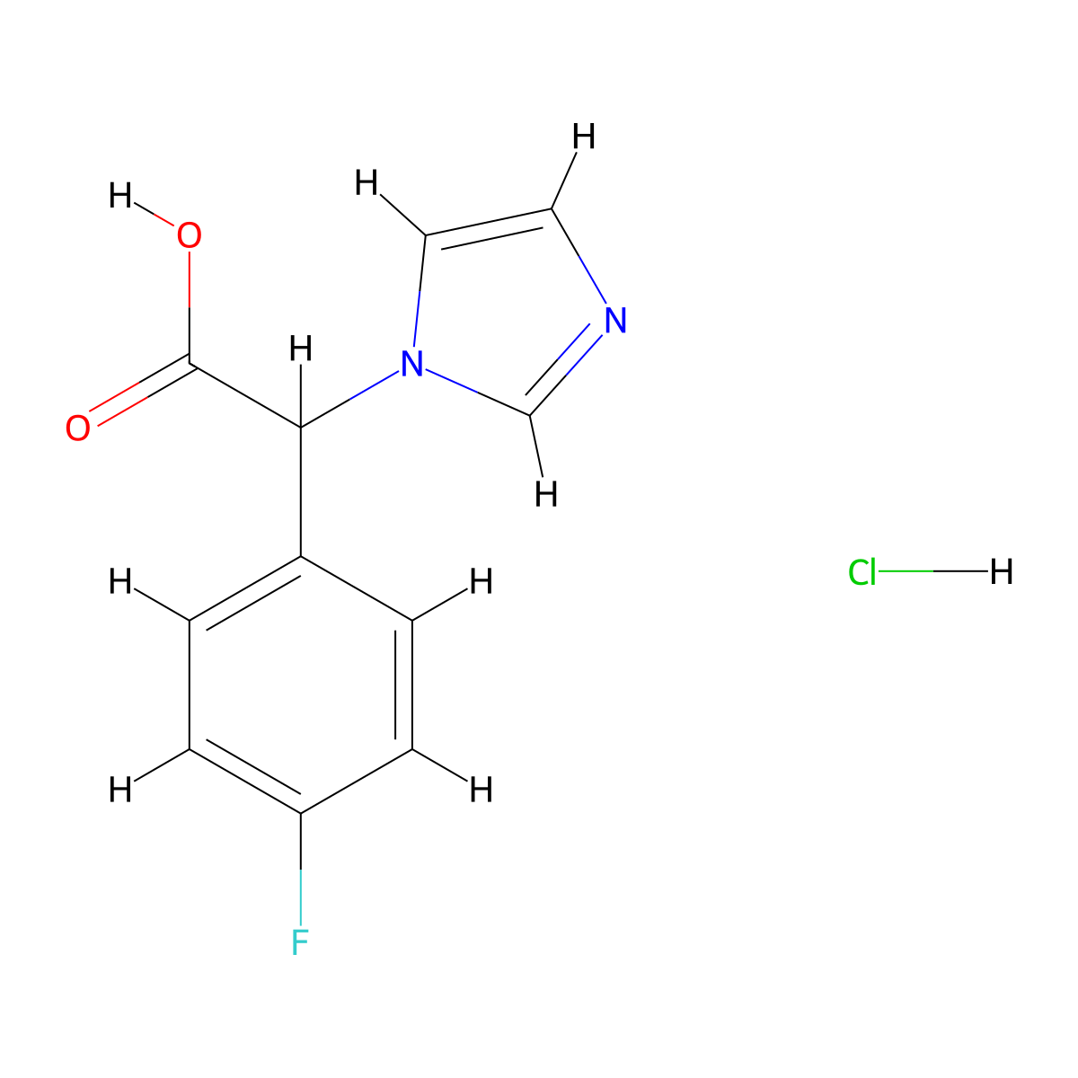 2-(4-fluorophenyl)-2-(1H-imidazol-1-yl)acetic acid hydrochloride molecular structure, CAS 2680614-69-9