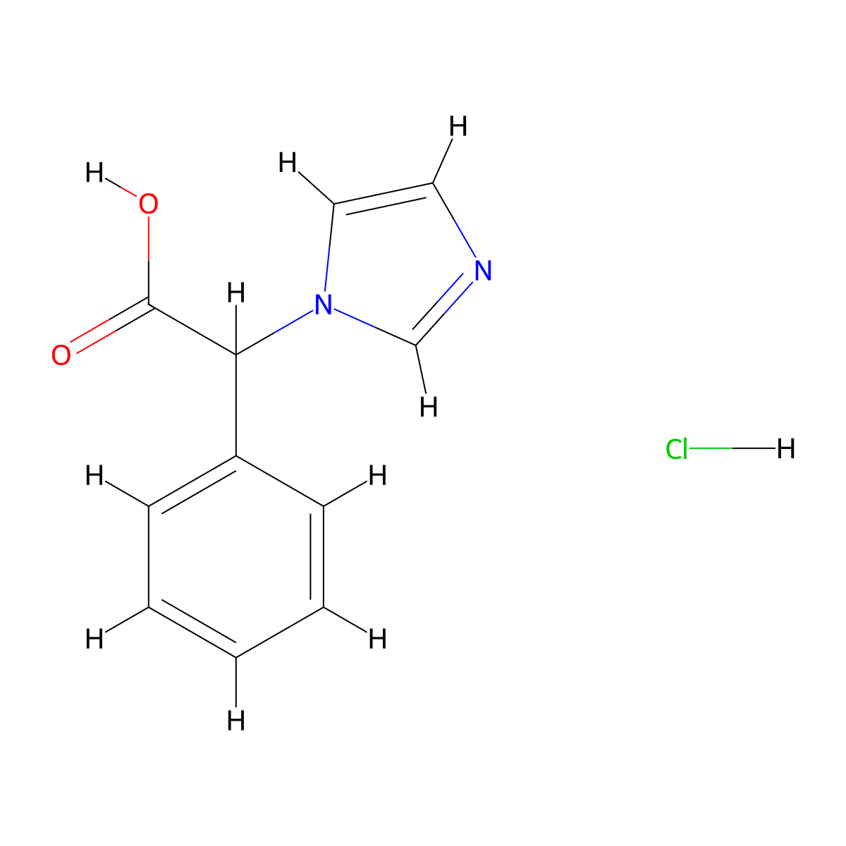 2-(1H-imidazol-1-yl)-2-phenylacetic acid hydrochloride molecular structure, CAS 2680614-73-5
