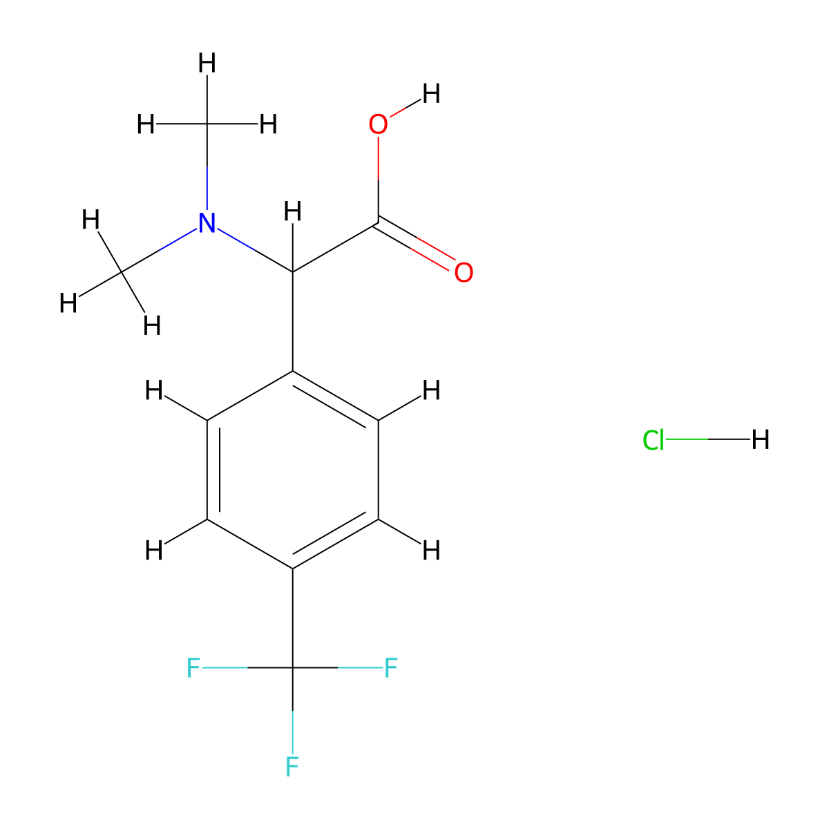 2-(Dimethylamino)-2-[4-(trifluoromethyl)phenyl]acetic acid hydrochloride molecular structure, CAS 2680614-74-6