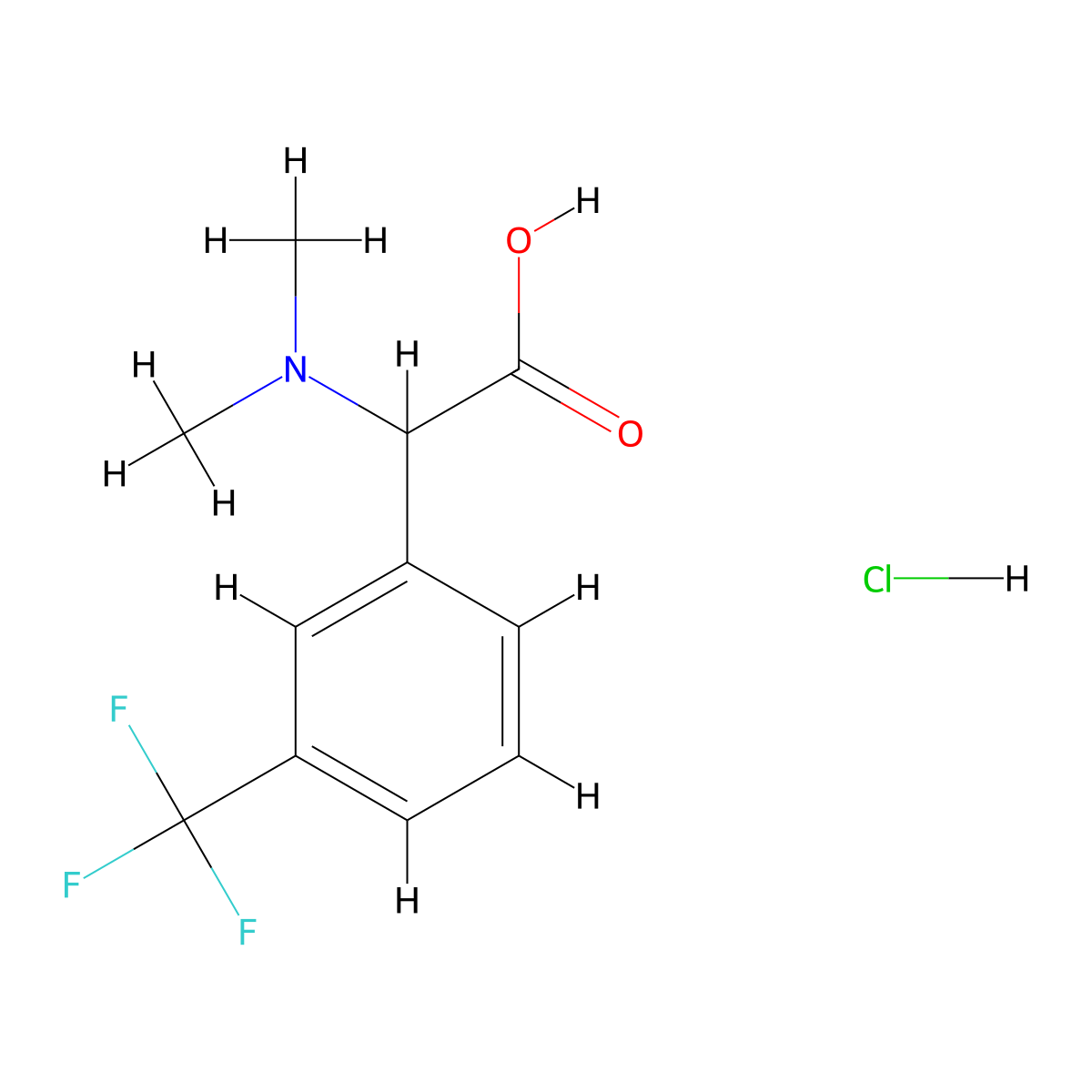 2-(Dimethylamino)-2-[3-(trifluoromethyl)phenyl]acetic acid hydrochloride molecular structure, CAS 2680614-75-7
