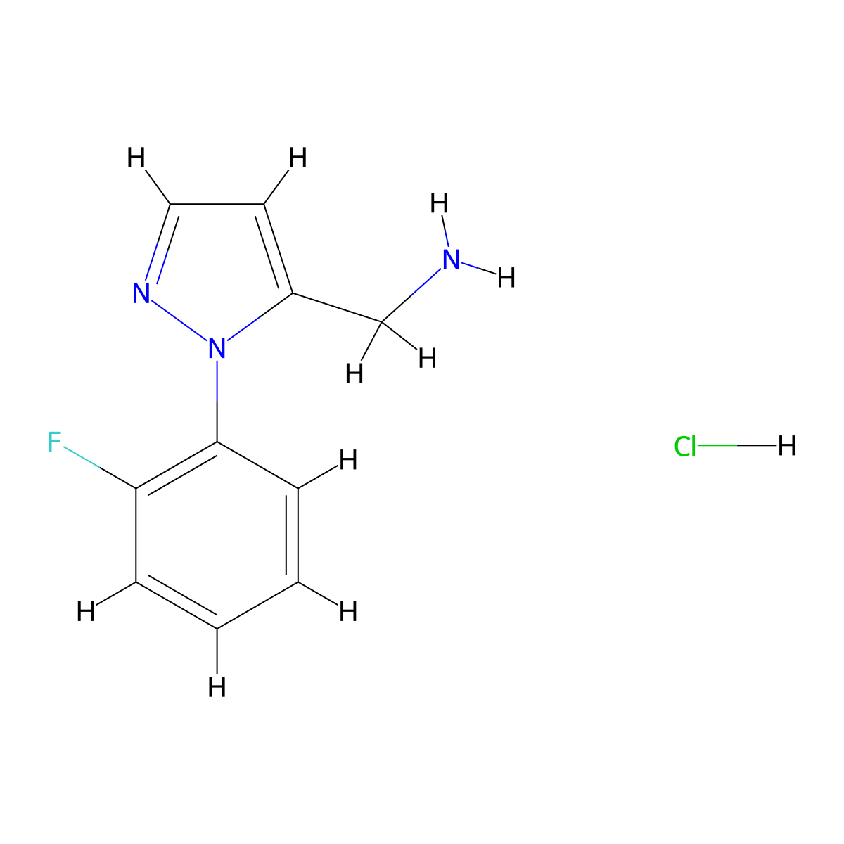 1-[1-(2-fluorophenyl)-1H-pyrazol-5-yl]methanamine hydrochloride molecular structure, CAS 2680614-79-1