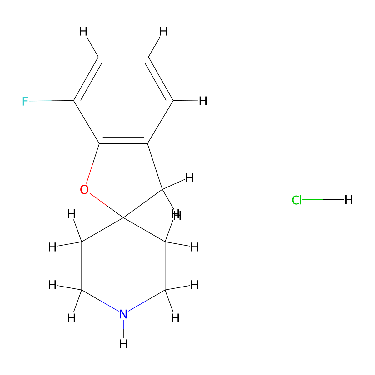 7-fluoro-3H-spiro[1-benzofuran-2,4'-piperidine] hydrochloride molecular structure, CAS 2680614-86-0