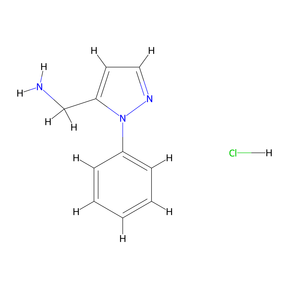 1-(1-phenyl-1H-pyrazol-5-yl)methanamine hydrochloride molecular structure, CAS 2680614-87-1