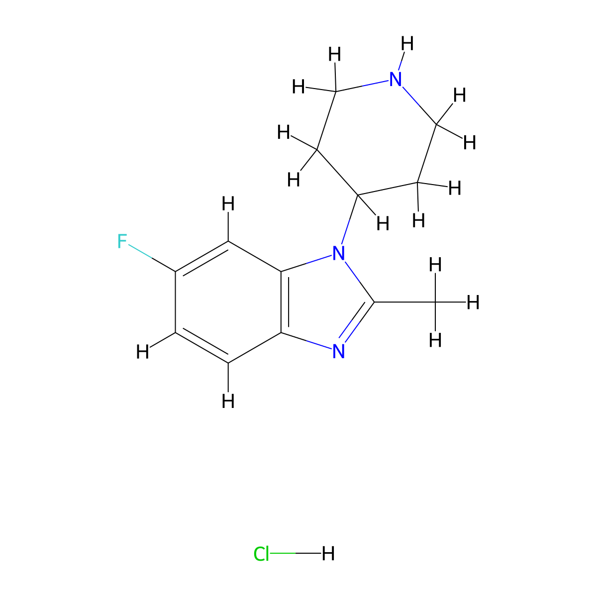 6-fluoro-2-methyl-1-(piperidin-4-yl)-1H-1,3-benzodiazole hydrochloride molecular structure, CAS 2680614-93-9