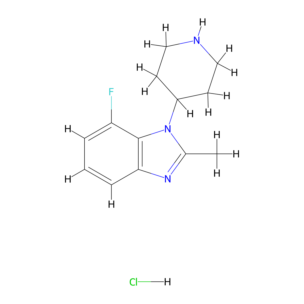 7-fluoro-2-methyl-1-(piperidin-4-yl)-1H-1,3-benzodiazole hydrochloride molecular structure, CAS 2680614-97-3
