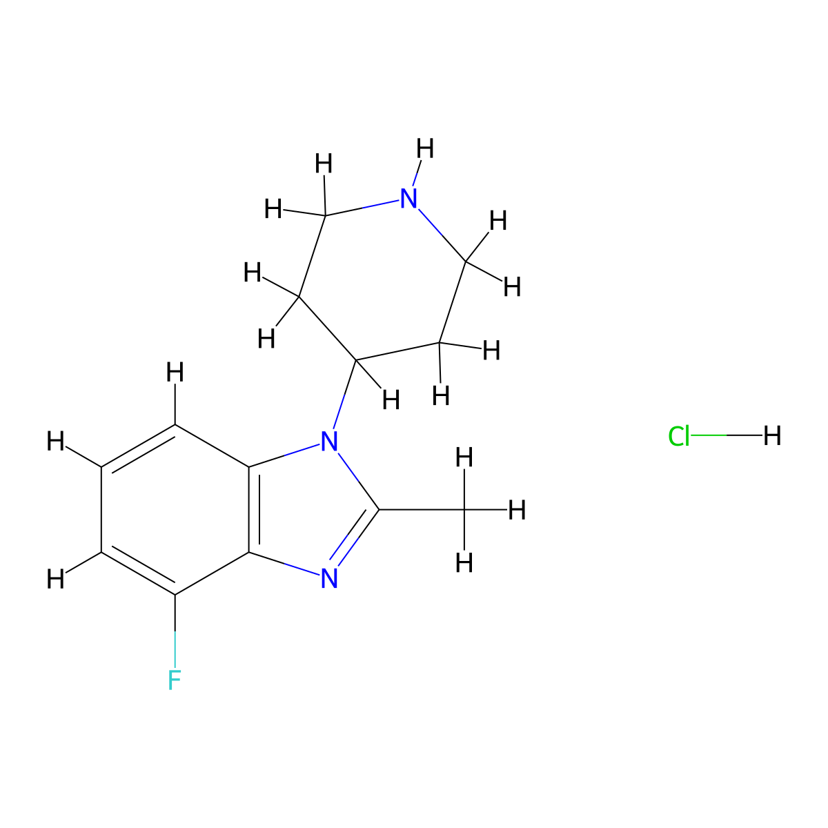 4-fluoro-2-methyl-1-(piperidin-4-yl)-1H-1,3-benzodiazole hydrochloride molecular structure, CAS 2680614-99-5