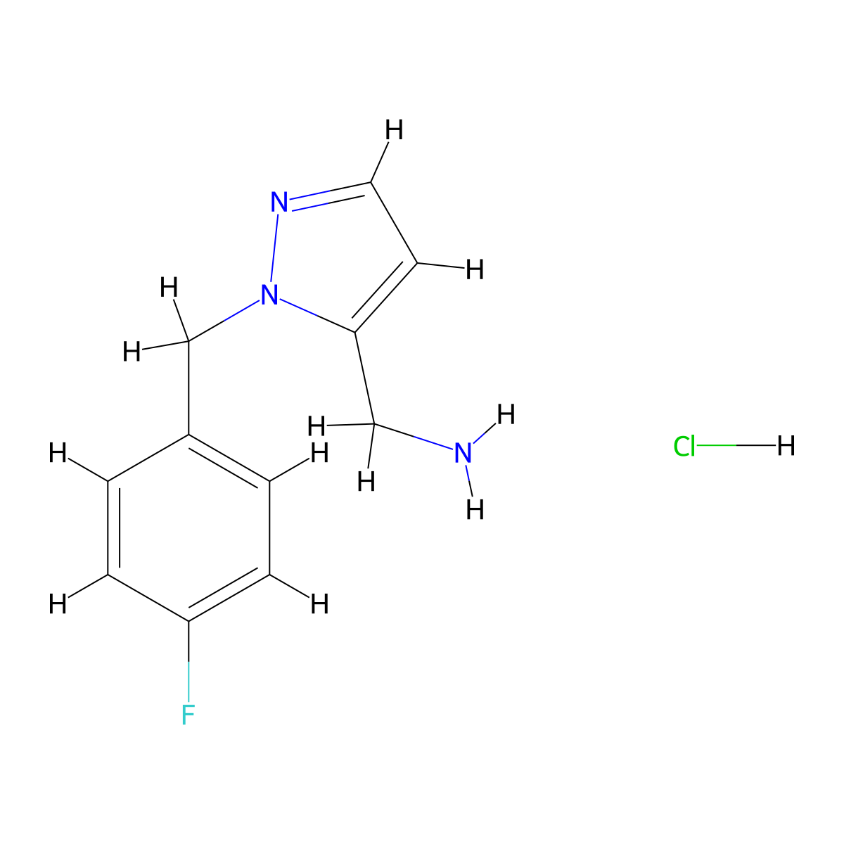 1-{1-[(4-fluorophenyl)methyl]-1H-pyrazol-5-yl}methanamine hydrochloride molecular structure, CAS 2680615-00-1