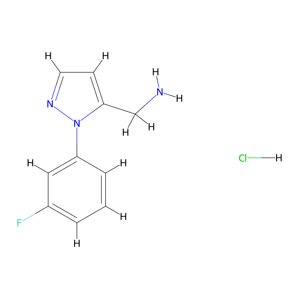 1-[1-(3-fluorophenyl)-1H-pyrazol-5-yl]methanamine hydrochloride molecular structure, CAS 2680615-03-4
