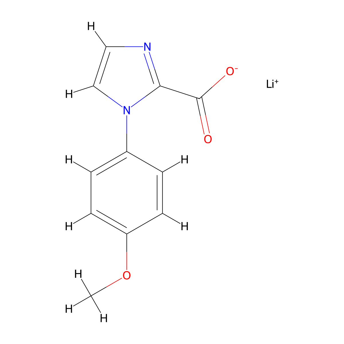 lithium(1+) 1-(4-methoxyphenyl)-1H-imidazole-2-carboxylate molecular structure, CAS 2680615-05-6