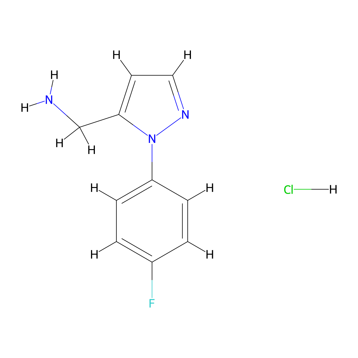 1-[1-(4-fluorophenyl)-1H-pyrazol-5-yl]methanamine hydrochloride molecular structure, CAS 2680615-06-7