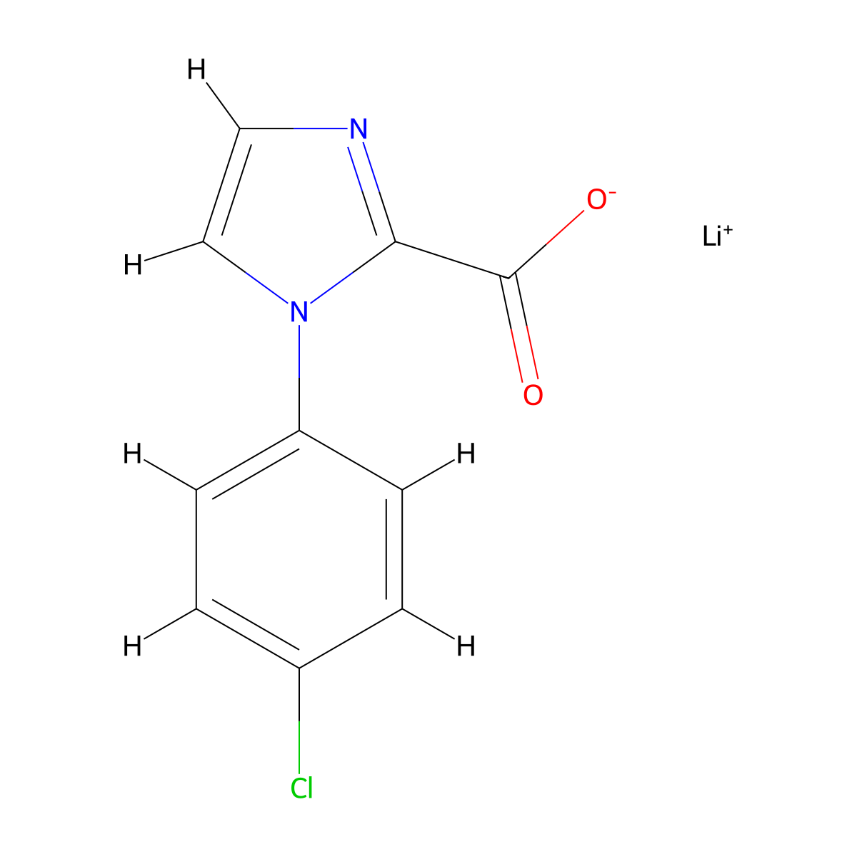 lithium(1+) 1-(4-chlorophenyl)-1H-imidazole-2-carboxylate molecular structure, CAS 2680615-09-0