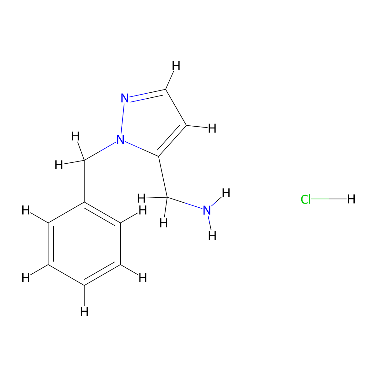 1-(1-benzyl-1H-pyrazol-5-yl)methanamine hydrochloride molecular structure, CAS 2680615-11-4