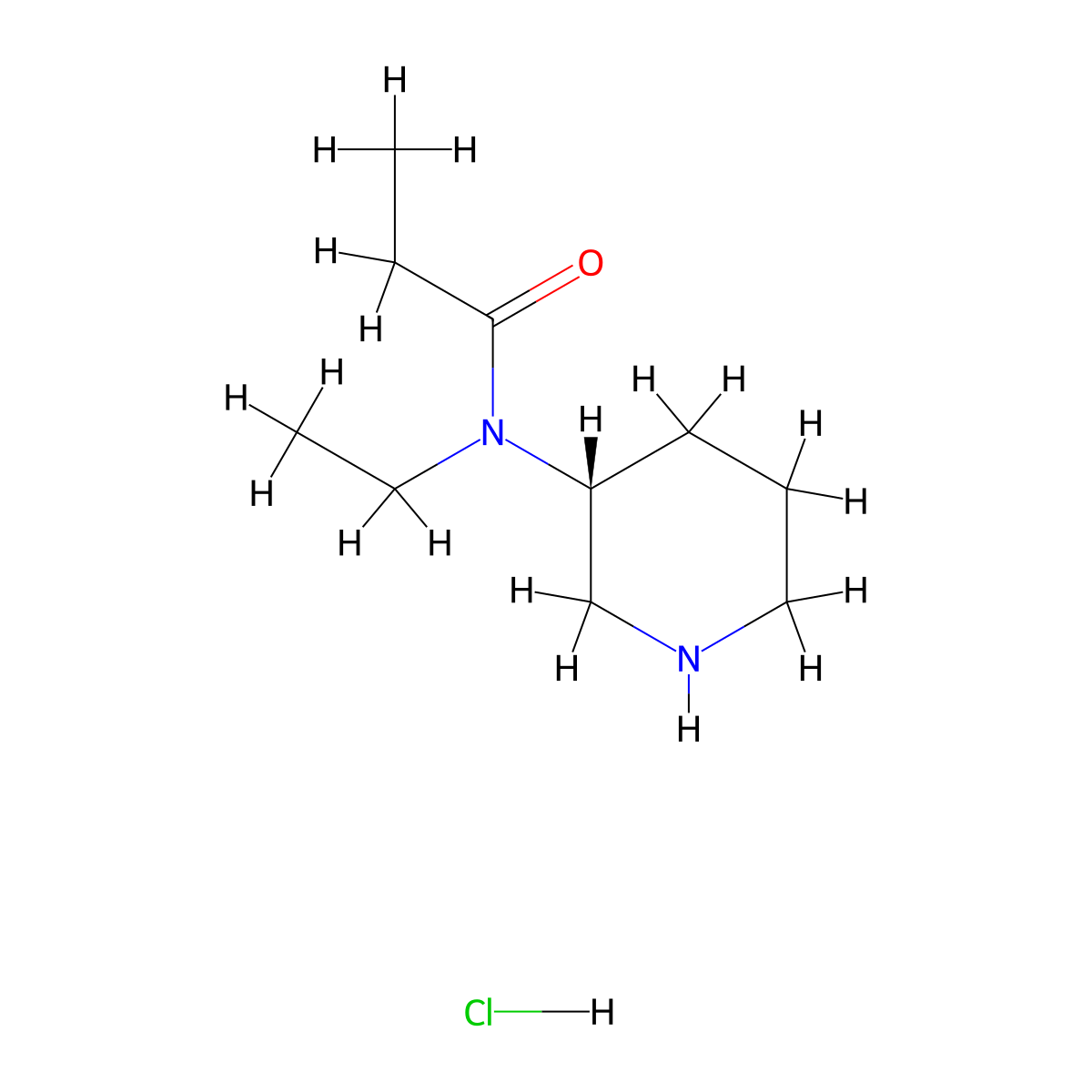 N-ethyl-N-[(3R)-piperidin-3-yl]propanamide hydrochloride molecular structure, CAS 2680615-18-1