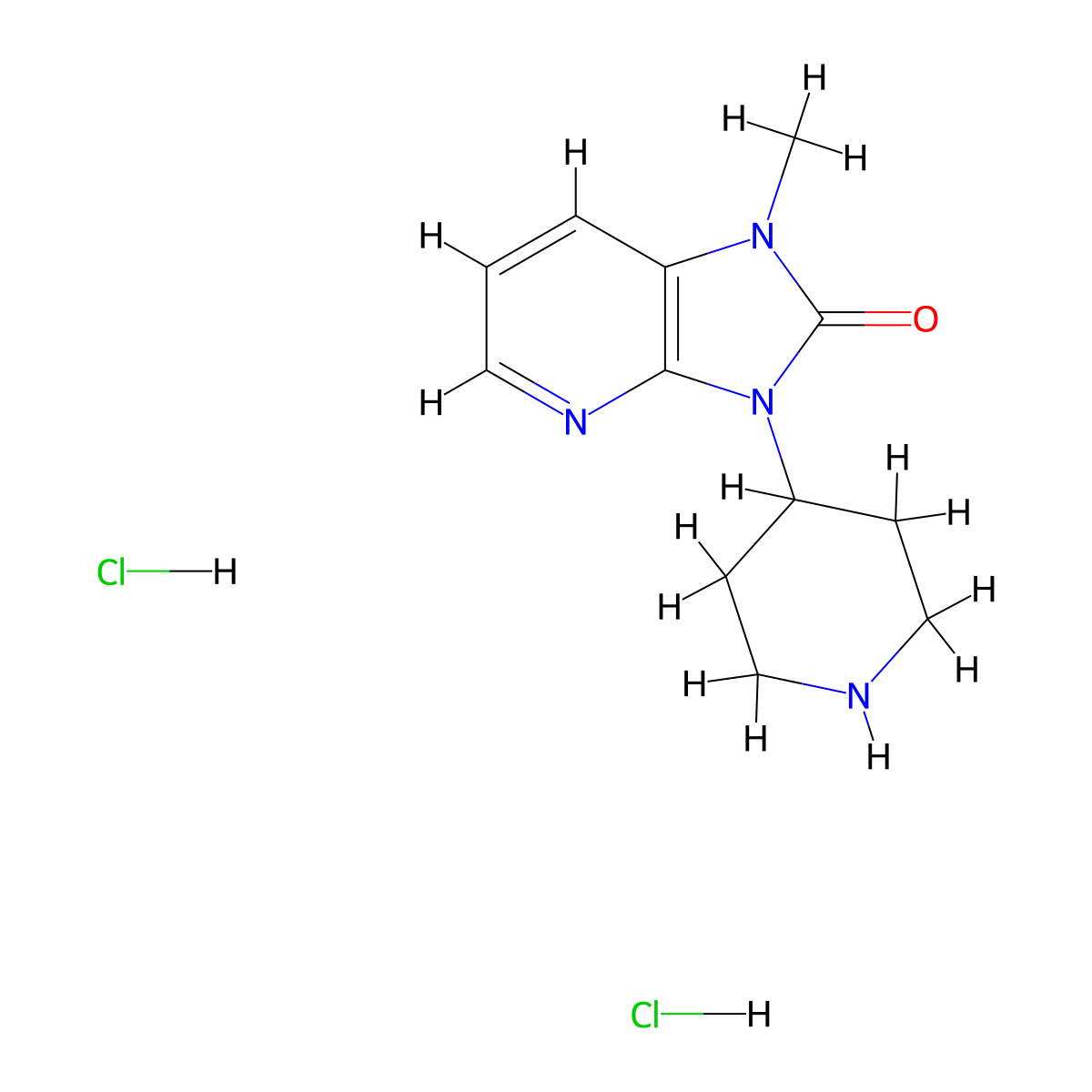 1-methyl-3-(piperidin-4-yl)-1H,2H,3H-imidazo[4,5-b]pyridin-2-one dihydrochloride molecular structure, CAS 2680615-19-2