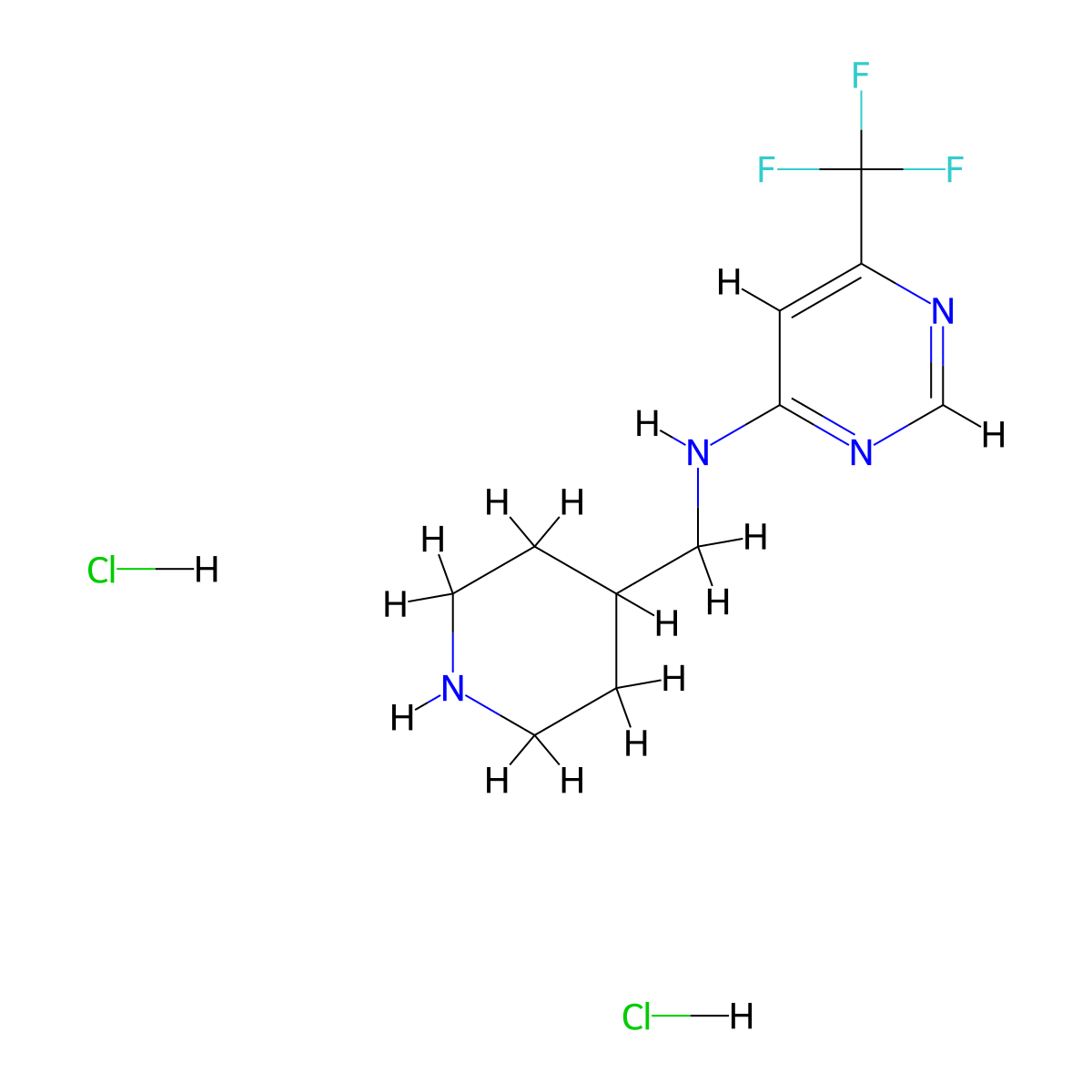 N-[(piperidin-4-yl)methyl]-6-(trifluoromethyl)pyrimidin-4-amine dihydrochloride molecular structure, CAS 2680615-21-6
