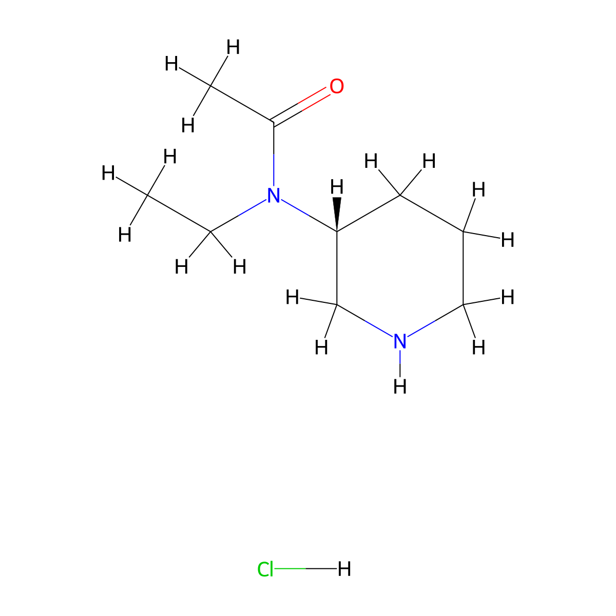 N-ethyl-N-[(3R)-piperidin-3-yl]acetamide hydrochloride molecular structure, CAS 2680615-25-0