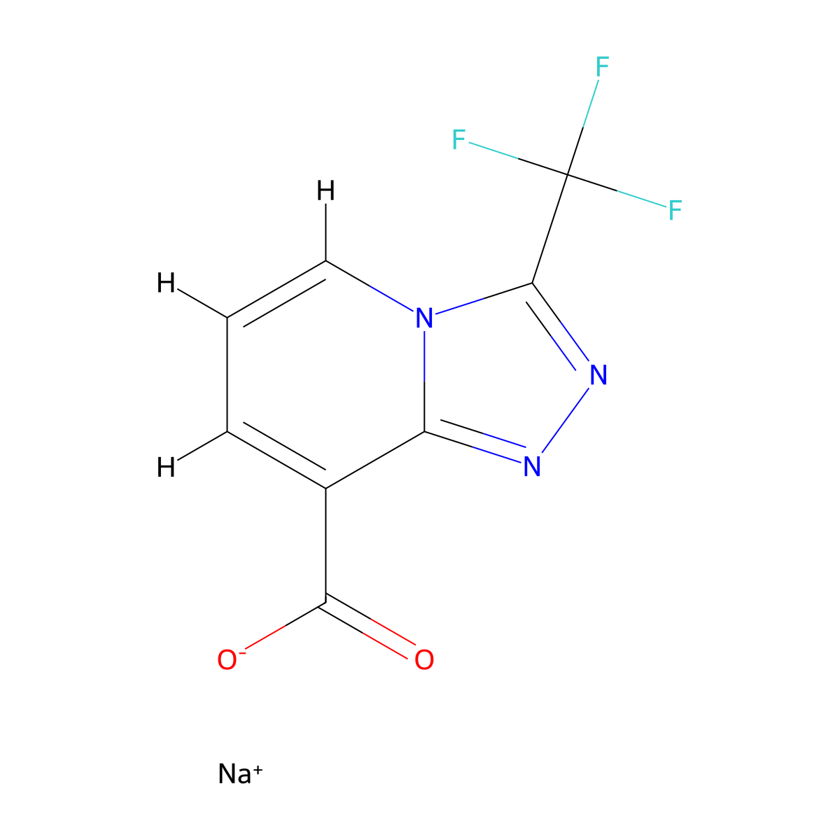 Sodium 3-(trifluoromethyl)-[1,2,4]triazolo[4,3-a]pyridine-8-carboxylate molecular structure, CAS 2680615-27-2