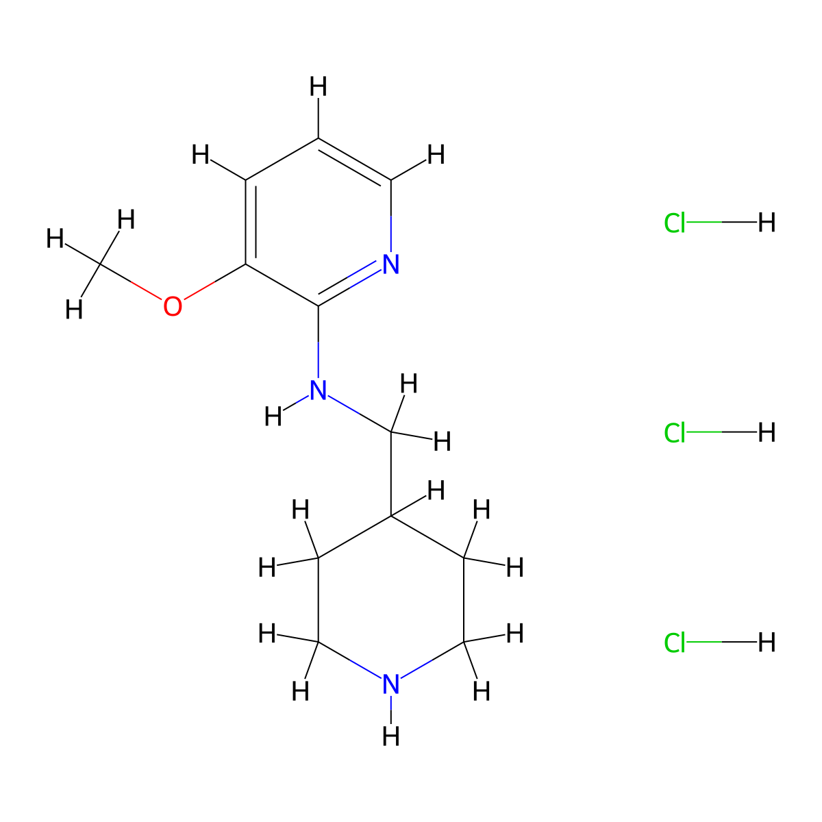 3-methoxy-N-[(piperidin-4-yl)methyl]pyridin-2-amine trihydrochloride molecular structure, CAS 2680615-28-3