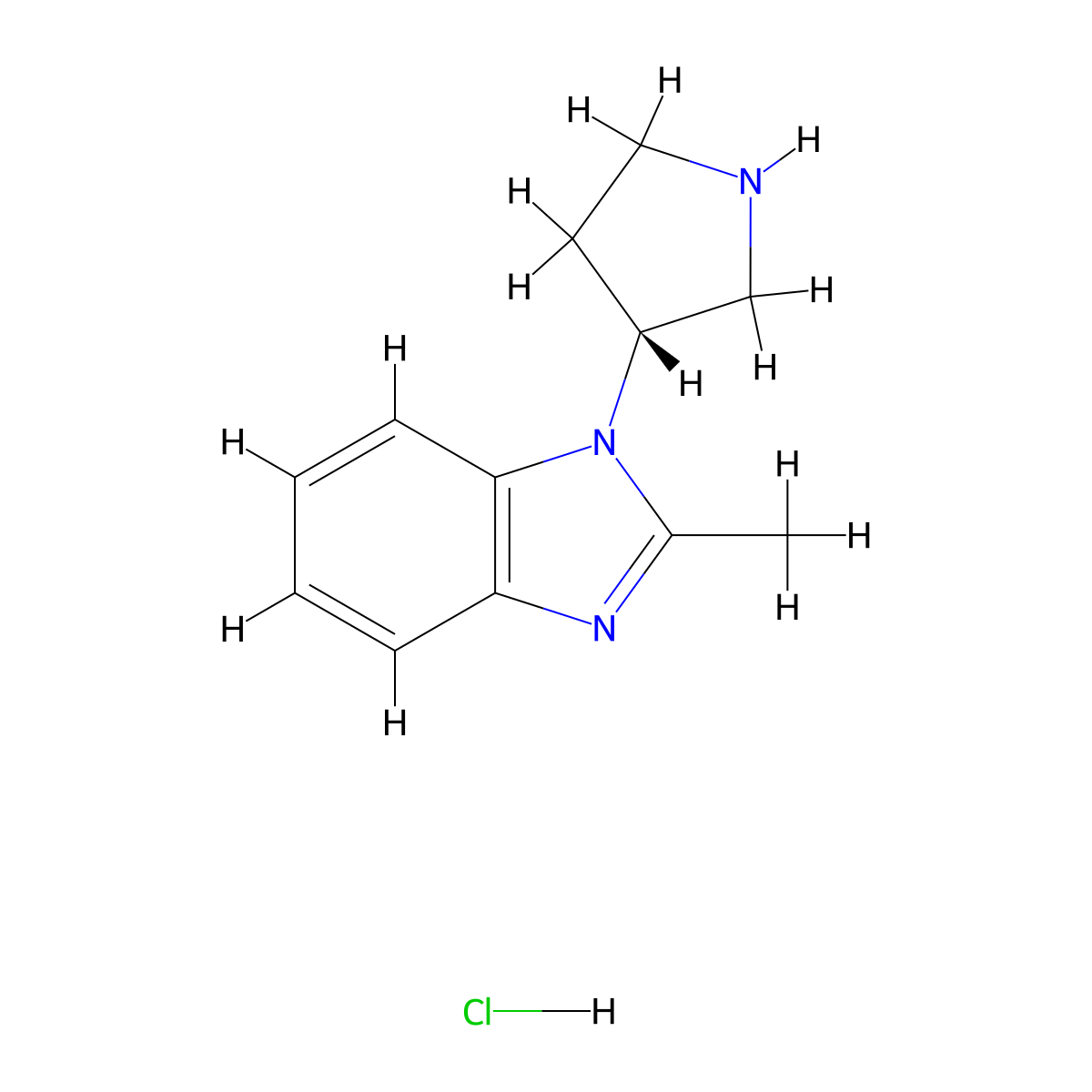 2-methyl-1-[(3R)-pyrrolidin-3-yl]-1H-1,3-benzodiazole hydrochloride molecular structure, CAS 2680615-34-1