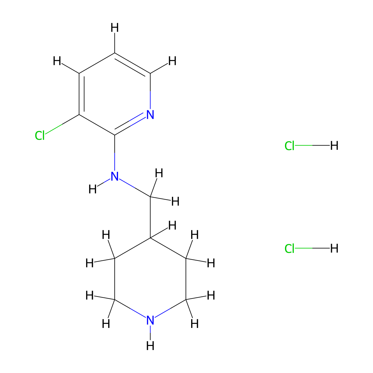 3-chloro-N-[(piperidin-4-yl)methyl]pyridin-2-amine dihydrochloride molecular structure, CAS 2680615-35-2