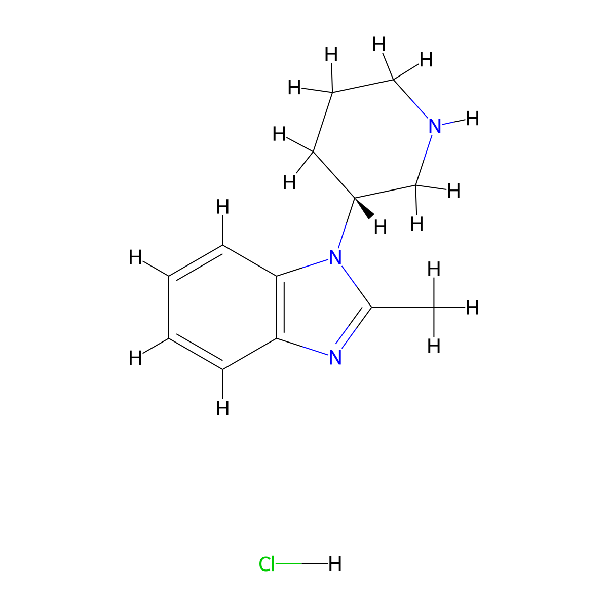 2-methyl-1-[(3R)-piperidin-3-yl]-1H-1,3-benzodiazole hydrochloride molecular structure, CAS 2680615-38-5