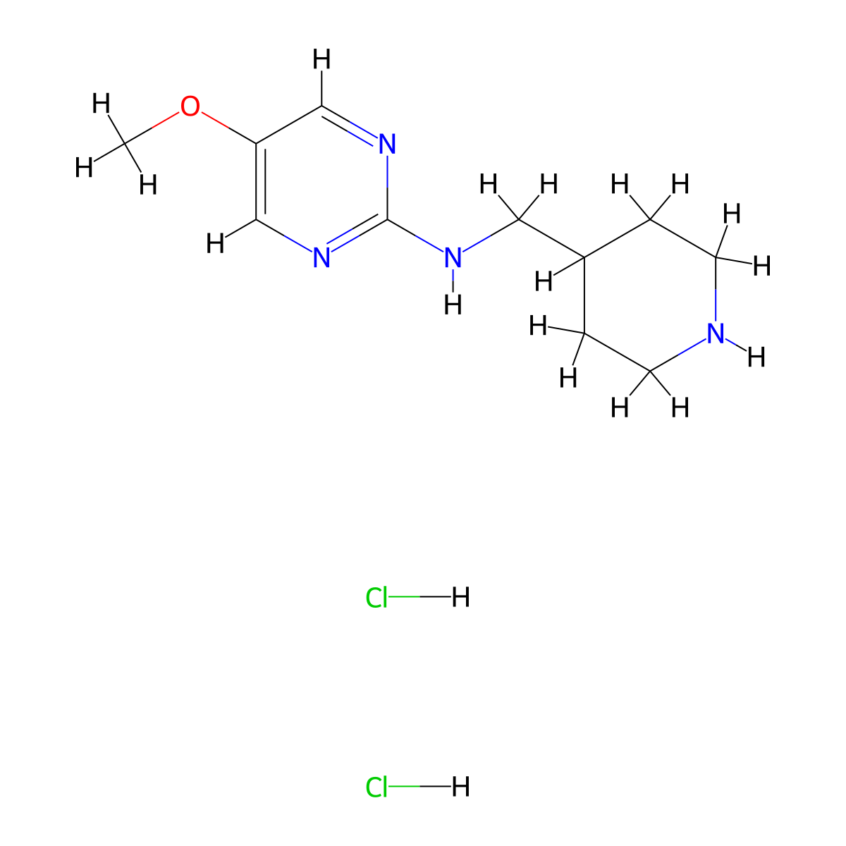 5-methoxy-N-[(piperidin-4-yl)methyl]pyrimidin-2-amine dihydrochloride molecular structure, CAS 2680615-44-3