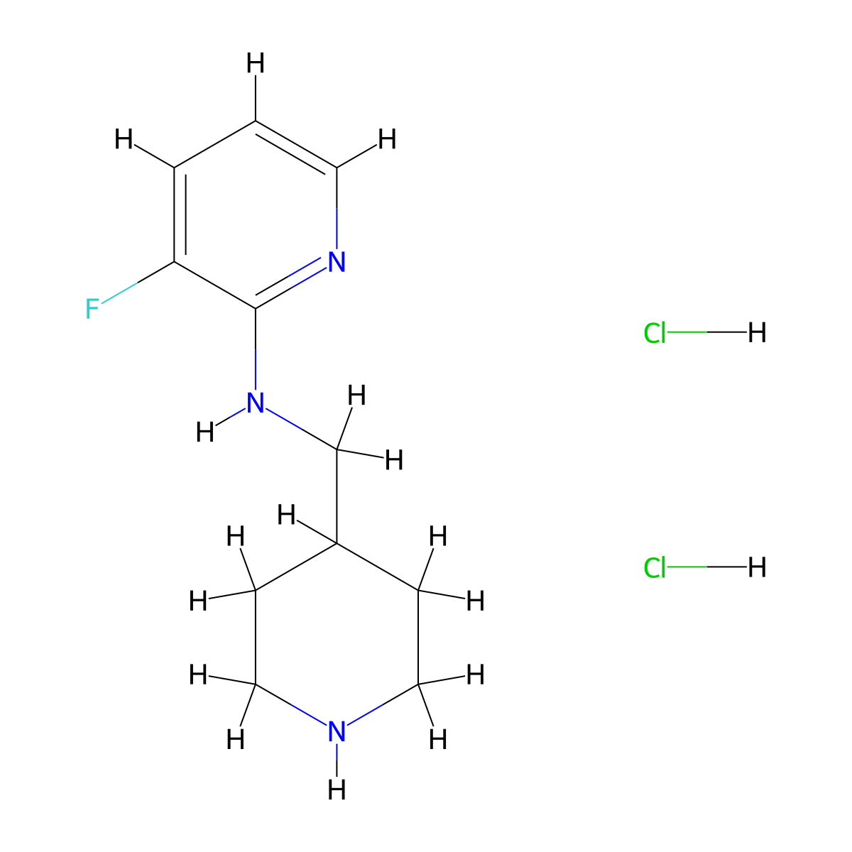 3-fluoro-N-[(piperidin-4-yl)methyl]pyridin-2-amine dihydrochloride molecular structure, CAS 2680615-51-2