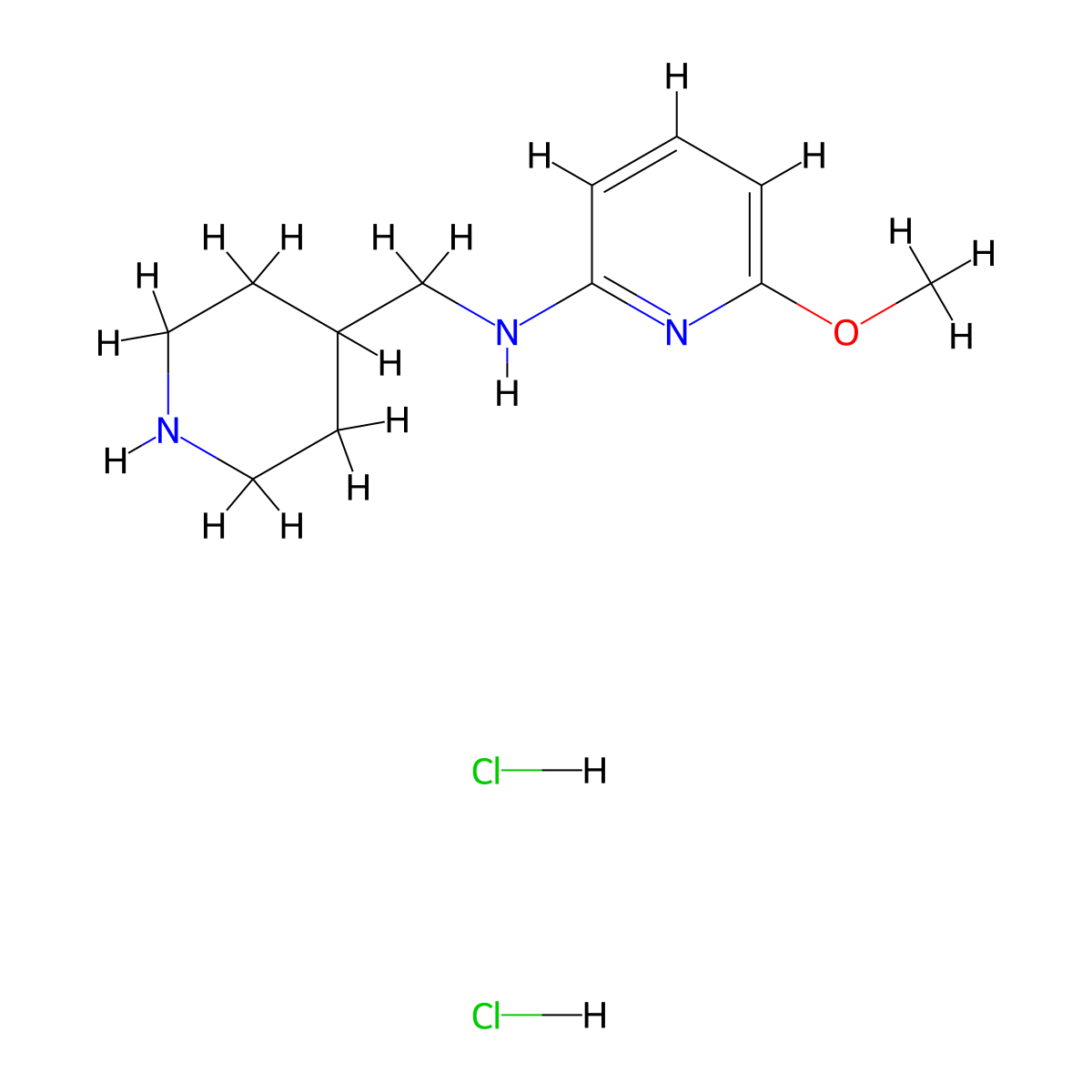 6-methoxy-N-[(piperidin-4-yl)methyl]pyridin-2-amine dihydrochloride molecular structure, CAS 2680615-52-3