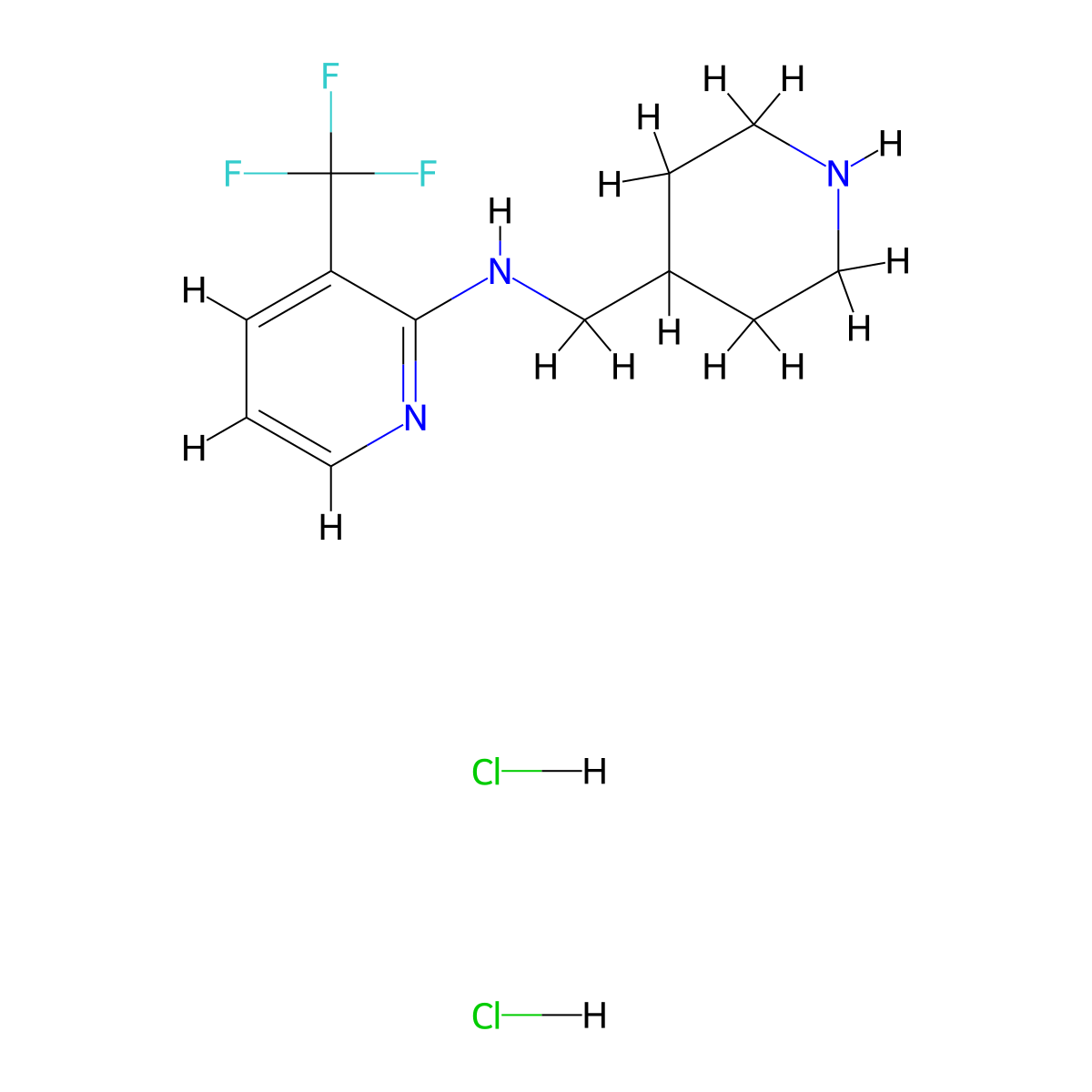 N-[(piperidin-4-yl)methyl]-3-(trifluoromethyl)pyridin-2-amine dihydrochloride molecular structure, CAS 2680615-65-8