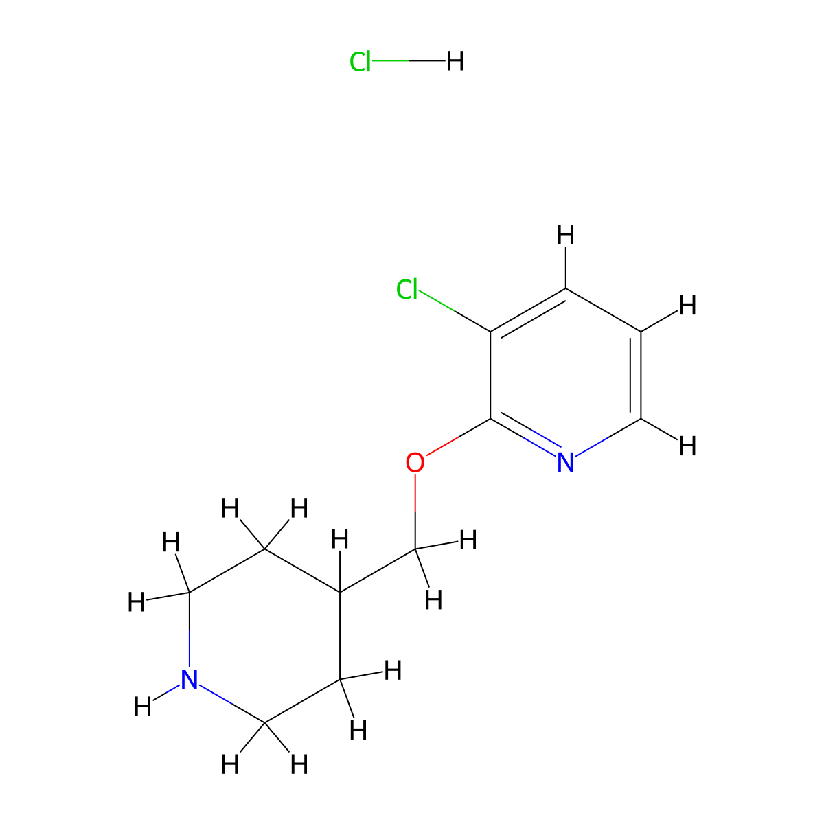 3-Chloro-2-[(piperidin-4-yl)methoxy]pyridine hydrochloride molecular structure, CAS 2680615-72-7