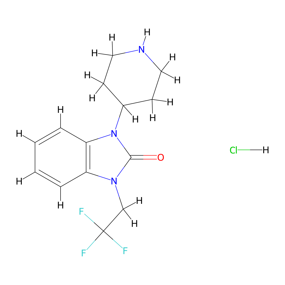 1-(piperidin-4-yl)-3-(2,2,2-trifluoroethyl)-2,3-dihydro-1H-1,3-benzodiazol-2-one hydrochloride molecular structure, CAS 2680615-73-8