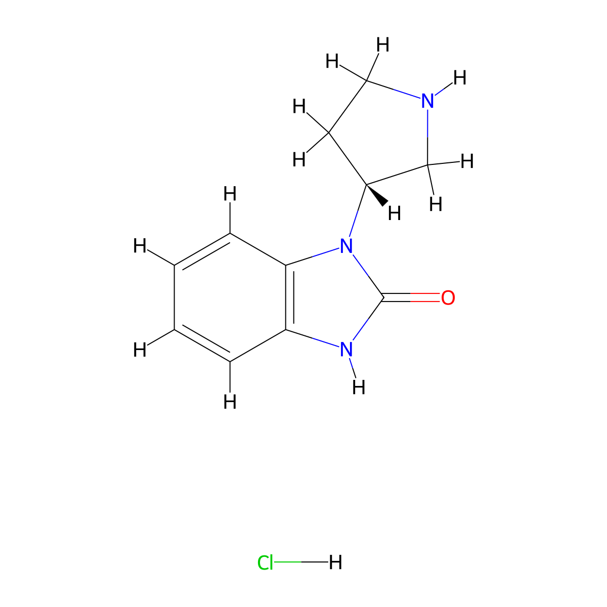 1-[(3R)-pyrrolidin-3-yl]-2,3-dihydro-1H-1,3-benzodiazol-2-one hydrochloride molecular structure, CAS 2680615-77-2