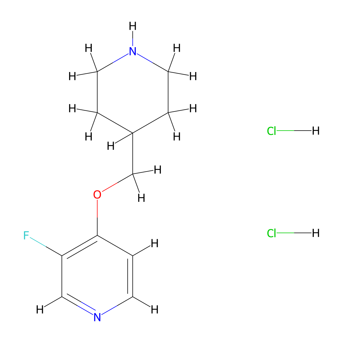 3-Fluoro-4-[(piperidin-4-yl)methoxy]pyridine dihydrochloride molecular structure, CAS 2680616-17-3