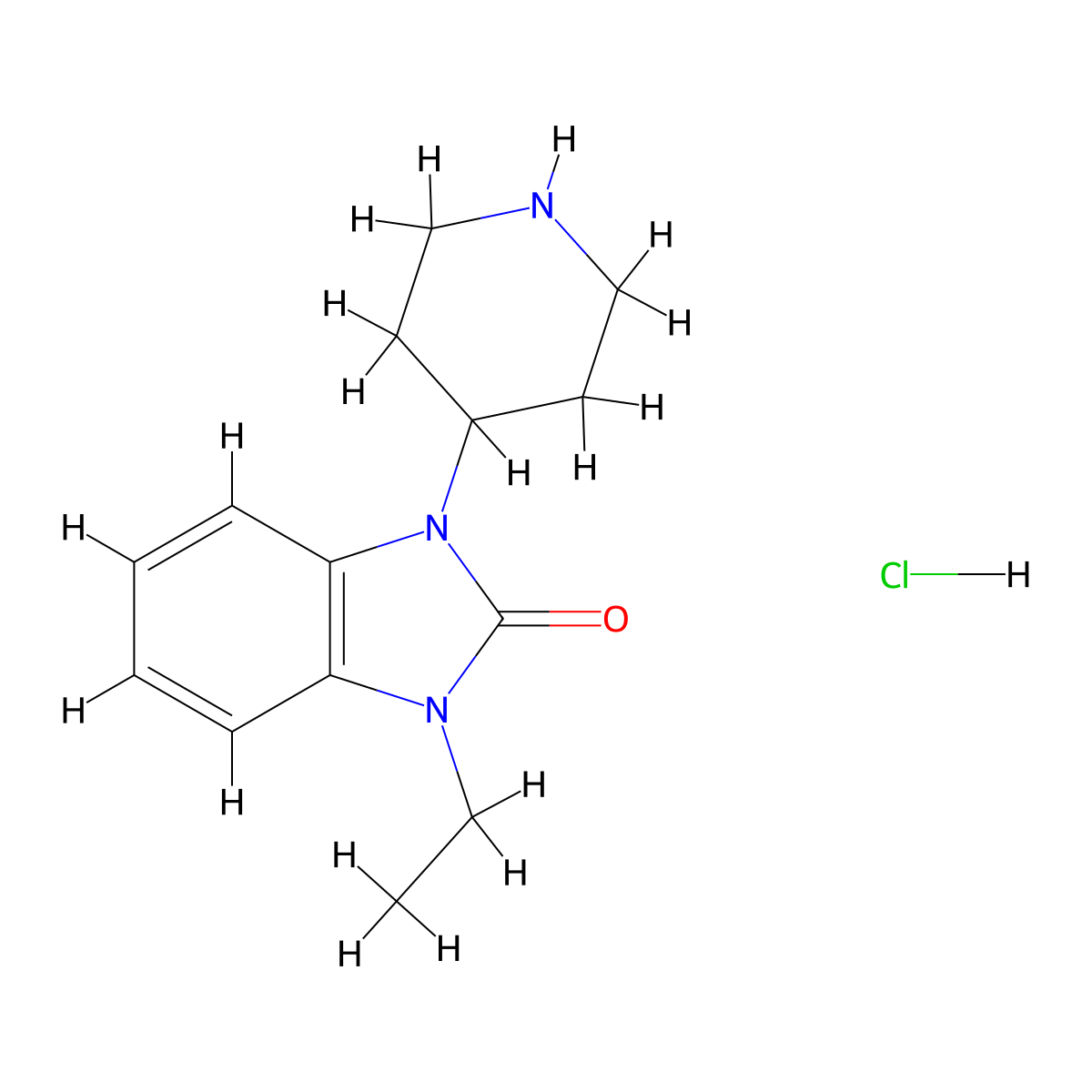 1-ethyl-3-(piperidin-4-yl)-2,3-dihydro-1H-1,3-benzodiazol-2-one hydrochloride molecular structure, CAS 2680616-18-4