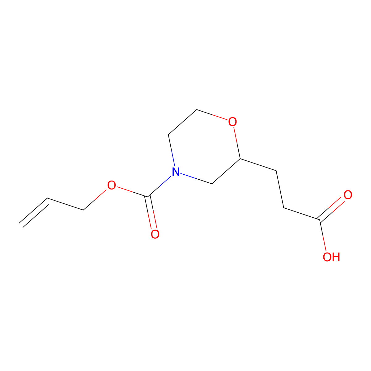 3-{4-[(Prop-2-en-1-yloxy)carbonyl]morpholin-2-yl}propanoic acid molecular structure, CAS 2680618-06-6