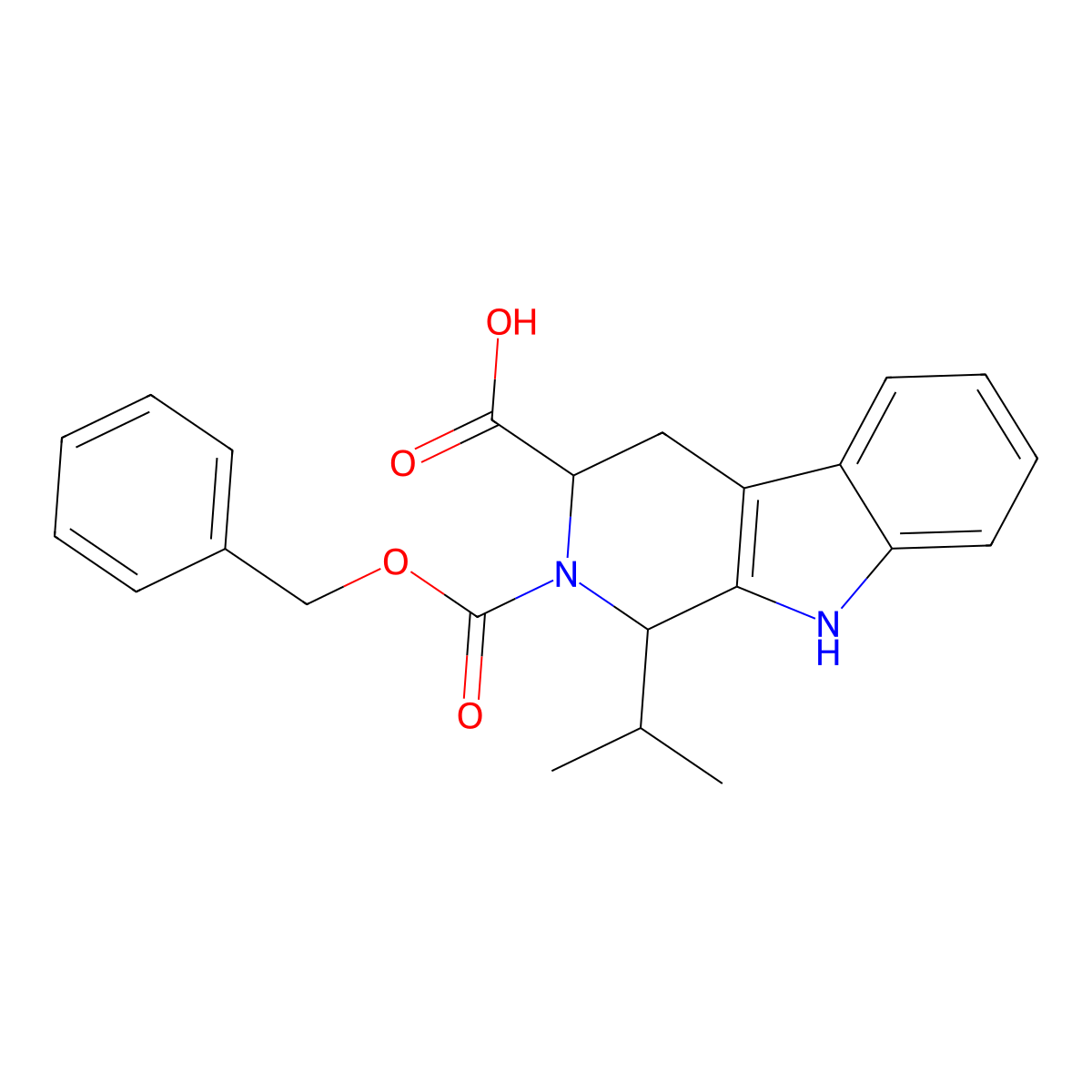 2-[(benzyloxy)carbonyl]-1-(propan-2-yl)-1H,2H,3H,4H,9H-pyrido[3,4-b]indole-3-carboxylic acid molecular structure, CAS 2680618-09-9