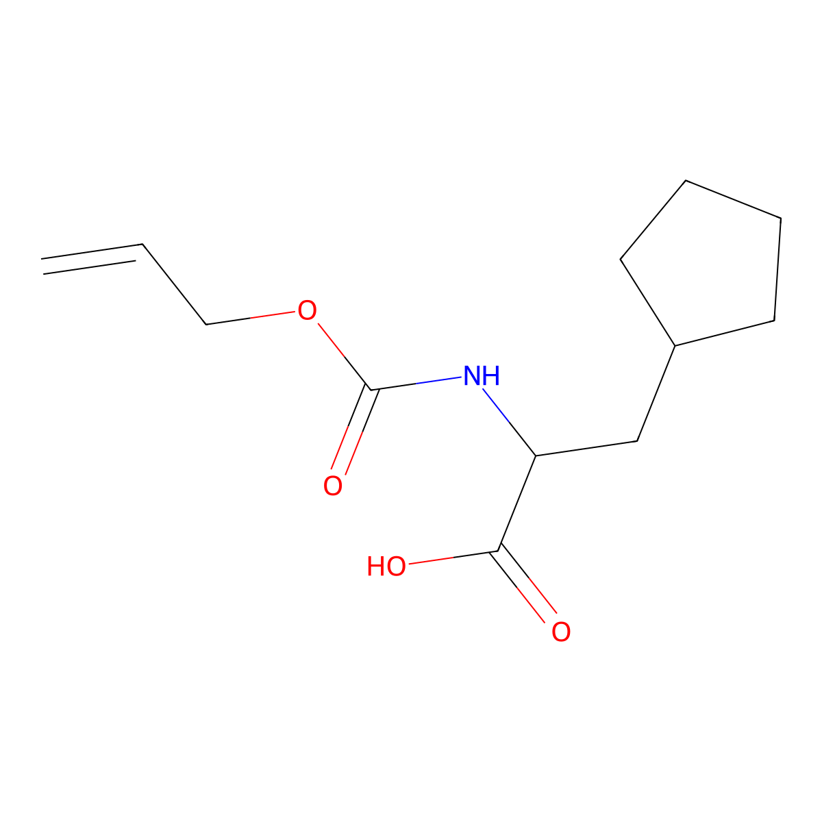 3-Cyclopentyl-2-{[(prop-2-en-1-yloxy)carbonyl]amino}propanoic acid molecular structure, CAS 2680618-13-5