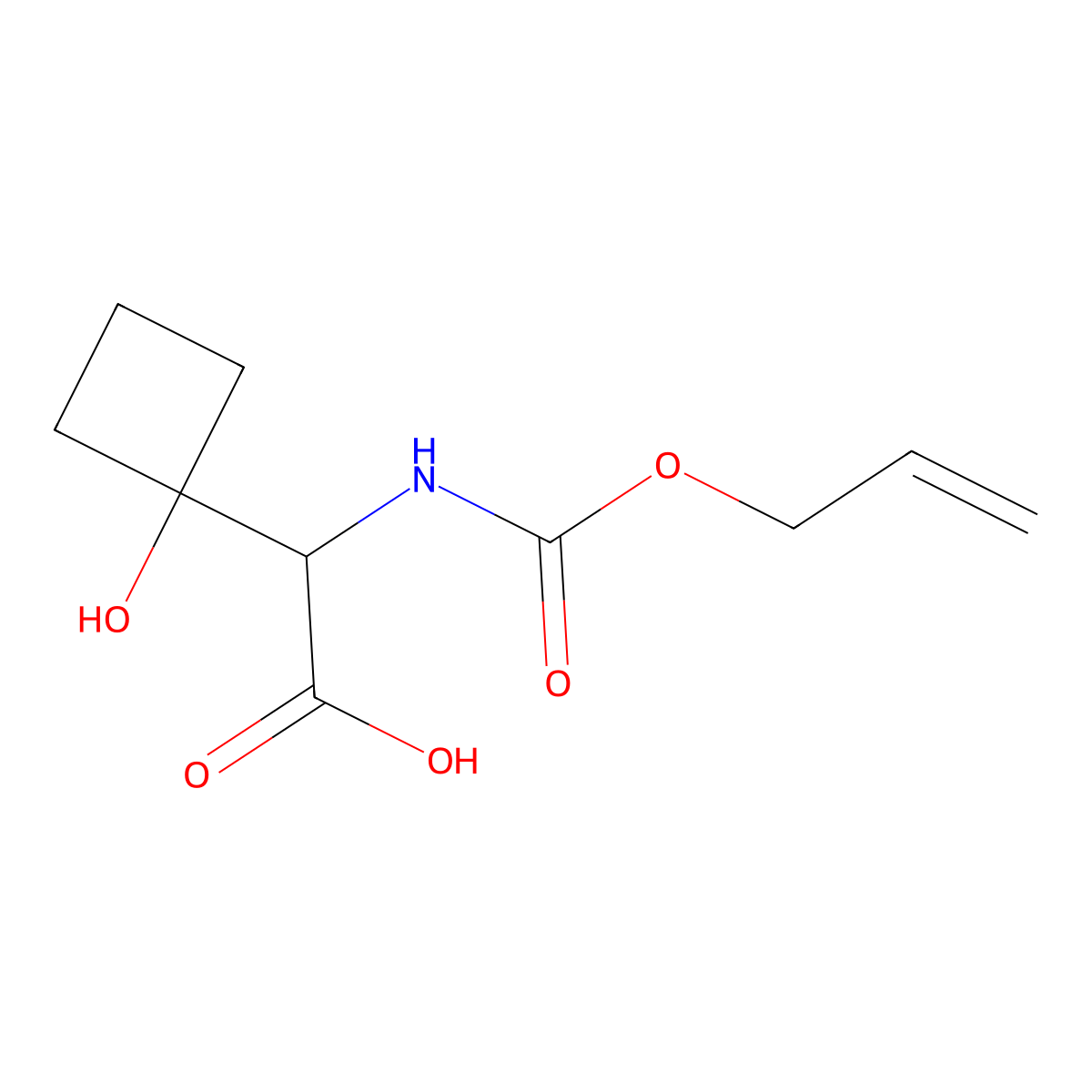 2-(1-Hydroxycyclobutyl)-2-{[(prop-2-en-1-yloxy)carbonyl]amino}acetic acid molecular structure, CAS 2680618-18-0